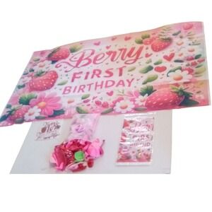 Berry First Birthday Party Decorations Set Banner Balloons Cake Topper